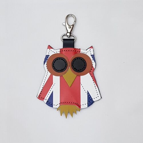 Union Jack Owl bag charm