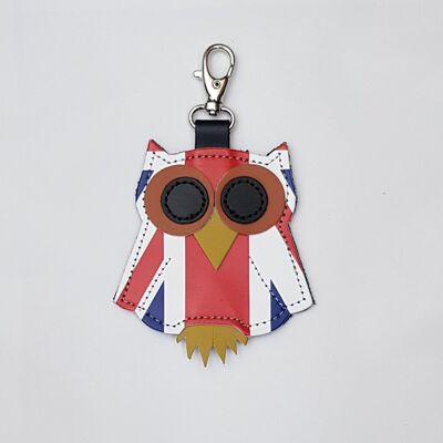 Union Jack Owl bag charm