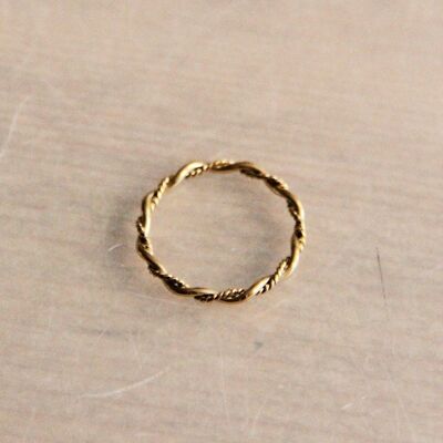 Anillo trenzado minimalista de acero inoxidable - oro