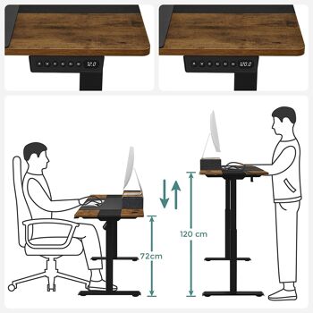 In hoogte verstelbaar bureau in vintage bruin en zwart 3