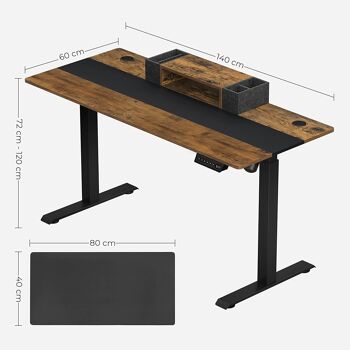 In hoogte verstelbaar bureau in vintage bruin en zwart 10