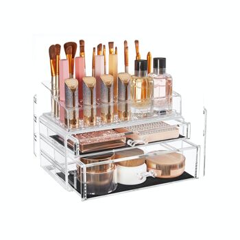 Cosmetische organizer met 2 lades transparent 3