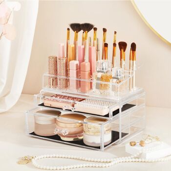 Cosmetische organizer met 2 lades transparent 4