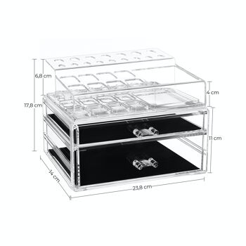 Cosmetische organizer met 2 lades transparent 8