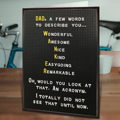 Dad Wanker Acronym Fathers Day Funny Father's Day Card