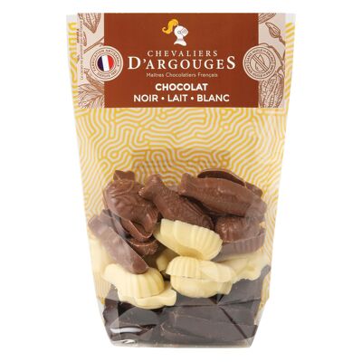 LARGE SACHET - 70% DARK CHOCOLATE, 33% MILK & 28% WHITE COCOA ASSORTED FRIED FOODS - EASTER CHOCOLATE