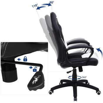 Bureaustoel met armleuningen zwart wit 3
