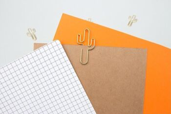 5 CLIPS EN PAPIER GOLD CACTI FUN 4