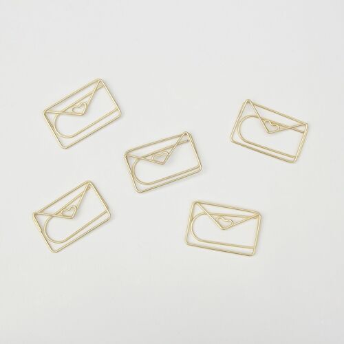 5 Gold Envelopes Fun Paper Clips