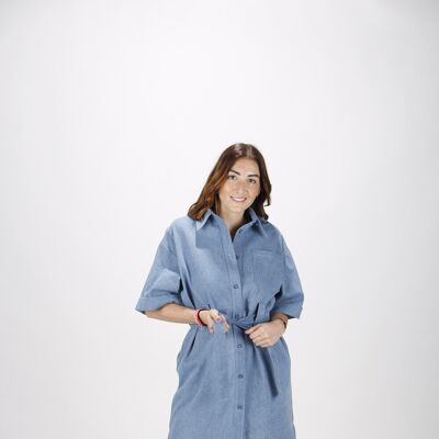 Robe droite manches courtes en denim Made in France
