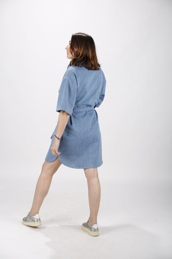Robe droite manches courtes en denim Made in France 3