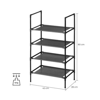 Schoenenrek met 4 planken Zwart 10