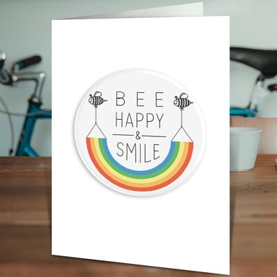 Be Happy And Smile Card And Large Badge