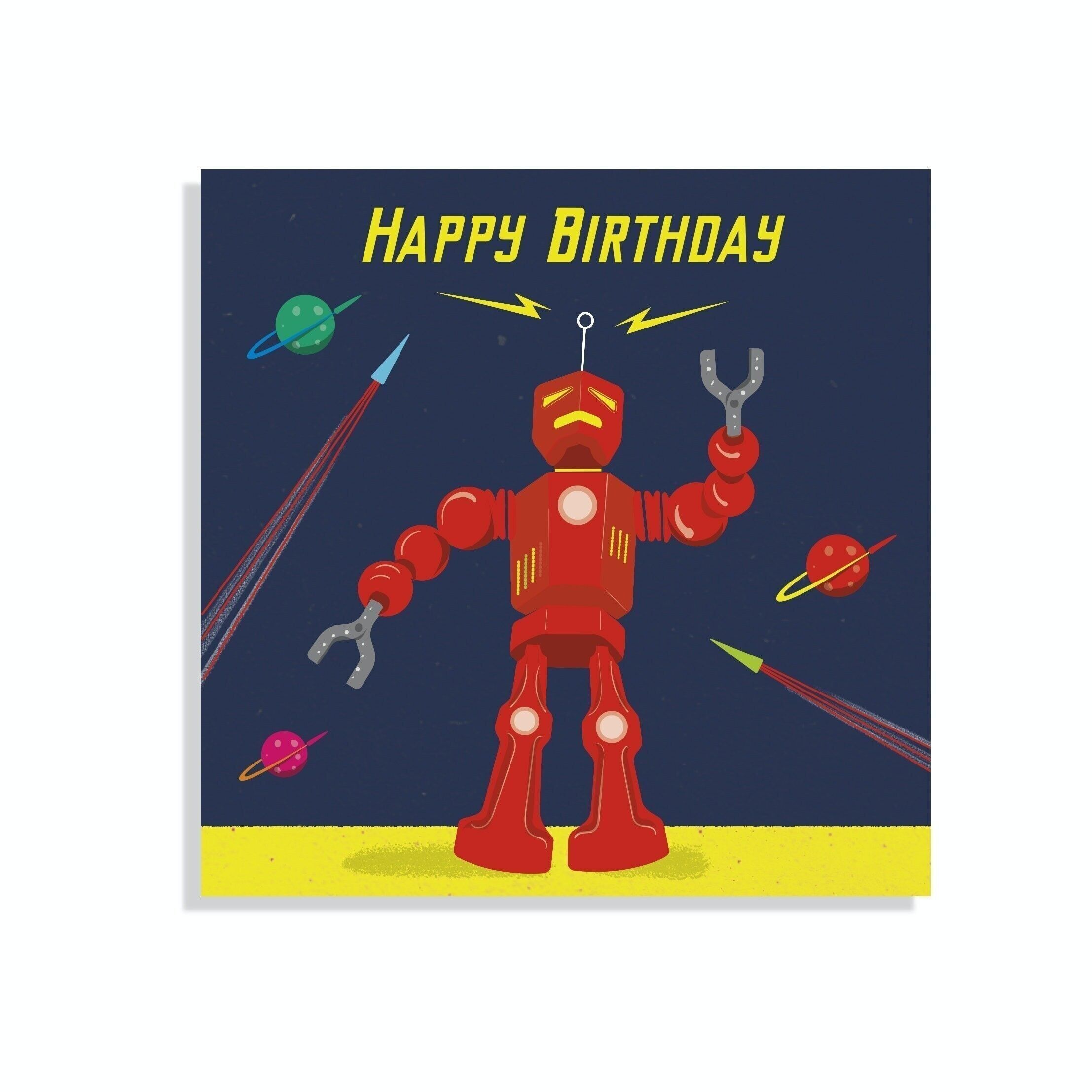 Tarjeta de cumpleaños - Robot de ciencia ficción