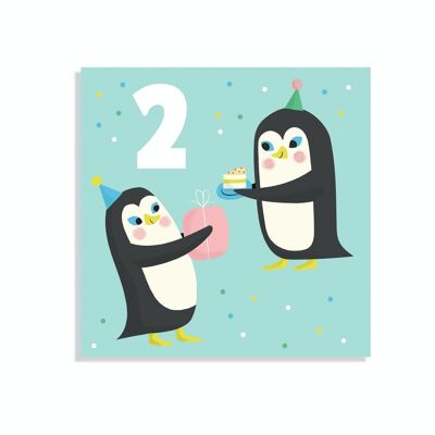 Tarjeta de cumpleaños - Pingüino 'dos'