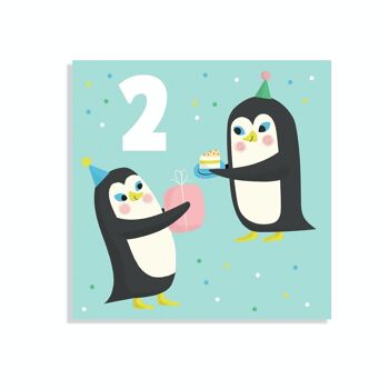Carte d'anniversaire - Pingouin 'deux'