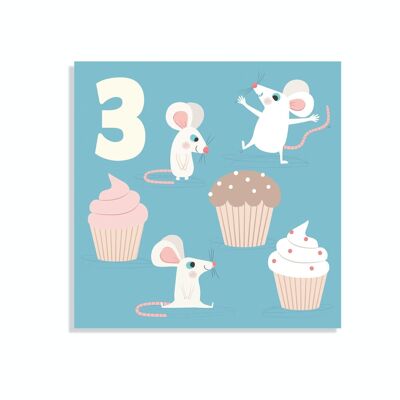 Geburtstagskarte - Maus 'Drei'