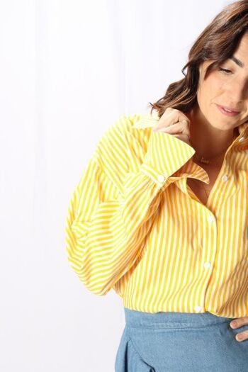 Chemise à rayure jaune en coton coupe loose Made in France 2