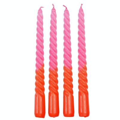 Dip dye spiral candles (set of 4) - Pink