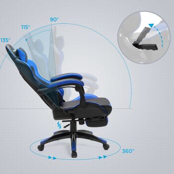 Gamingstoel met voetsteun Zwart-Blauw 4