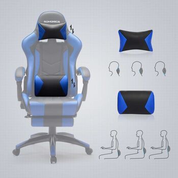 Gamingstoel met voetsteun Zwart-Blauw 5