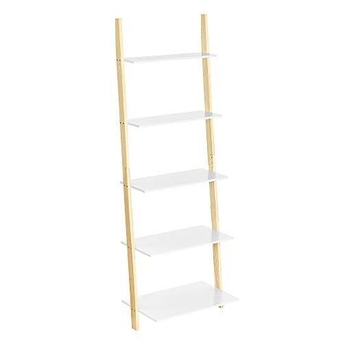 Ladderplank met 5 niveaus mat wit en natuurlijke kleur