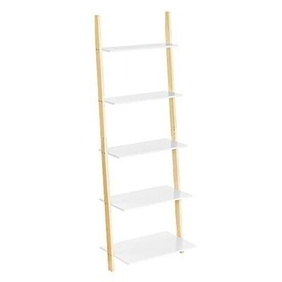 Ladderplank met 5 niveaux mat wit en natuurlijke kleur