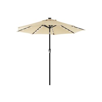 Parasol avec LED verlichting solaire beige 1