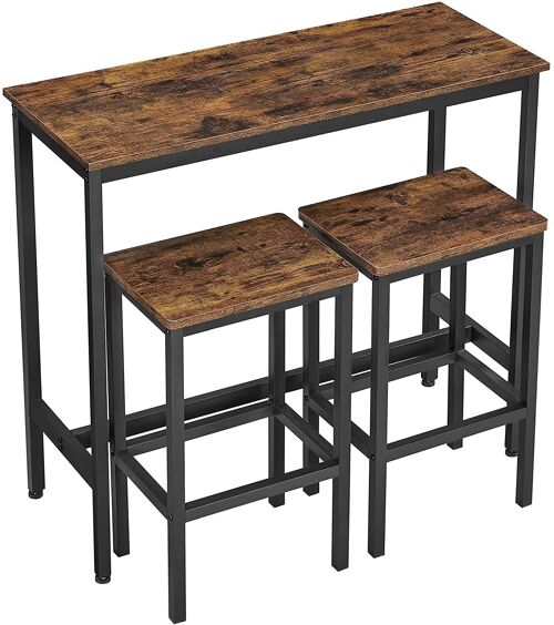Homestorecity Multifunctionele tafel met twee krukken - Industrial Vintage Style - Bruin