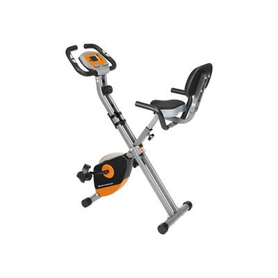 Hometrainer fitnessfiets oranje-grijs