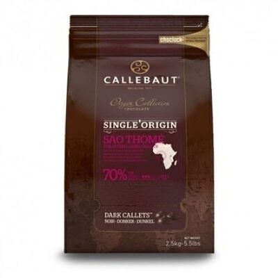 CALLEBAUT - Sao Thomé  70,0 %Chocolat au goût riche, avec des accents de fruits rouges et jaunes (cacao 70,0 %)- 2,5KG - Pistoles