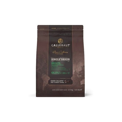 CALLEBAUT - Brazil (cacao 66,8%) Amertume très intense et parfum acidulé de cacao. Saveurs fruitées de banane verte, rehaussées de notes fumées.