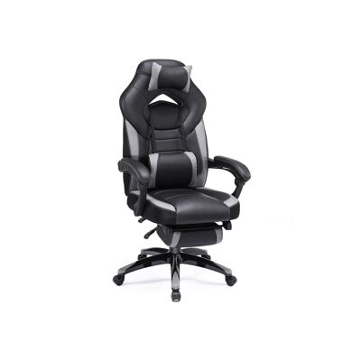 Gaming-Stuhl mit voetensteun zwart-grijs