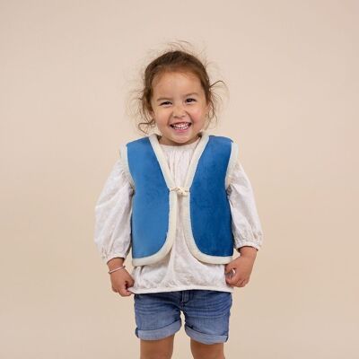 Kids Wool bodywarmer velvet blue - Kids Sheep Wool Waistcoat Velvet Blue