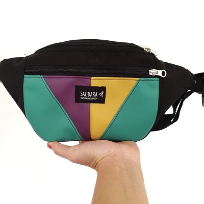 Green, yellow and purple fanny pack