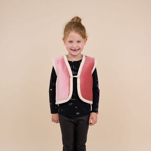 Kids Wool vest velvet pink - Kids Sheep wool Waistcoat Velvet Pink