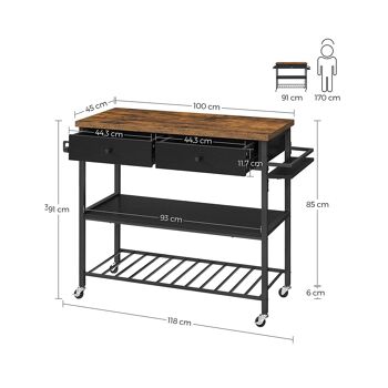 Keukentrolley in industriële stijl op wielen 6