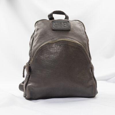 Leather Women BackPack "Round Pyramid zip"