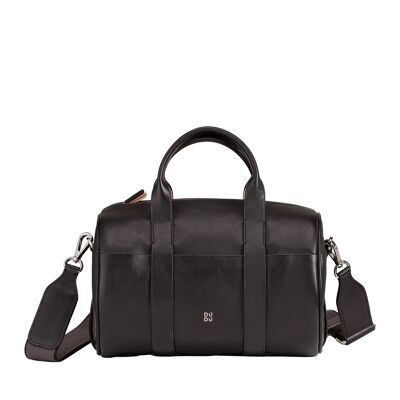DUDU Borsa a mano grande in pelle da donna con manici neri rosa