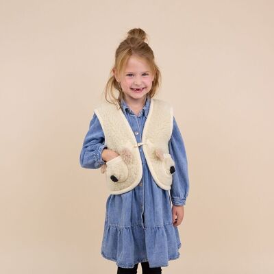 kids bodywarmer lana koala beige - Gilet di lana di pecora per bambini Beige