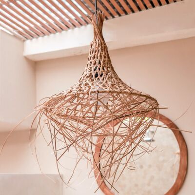 Abat-jour à franges | Lampe en bambou nature | Plafonnier en forme d'entonnoir GILI