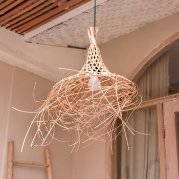 Abat-jour à franges | Lampe en bambou nature | Plafonnier en forme d'entonnoir GILI 6