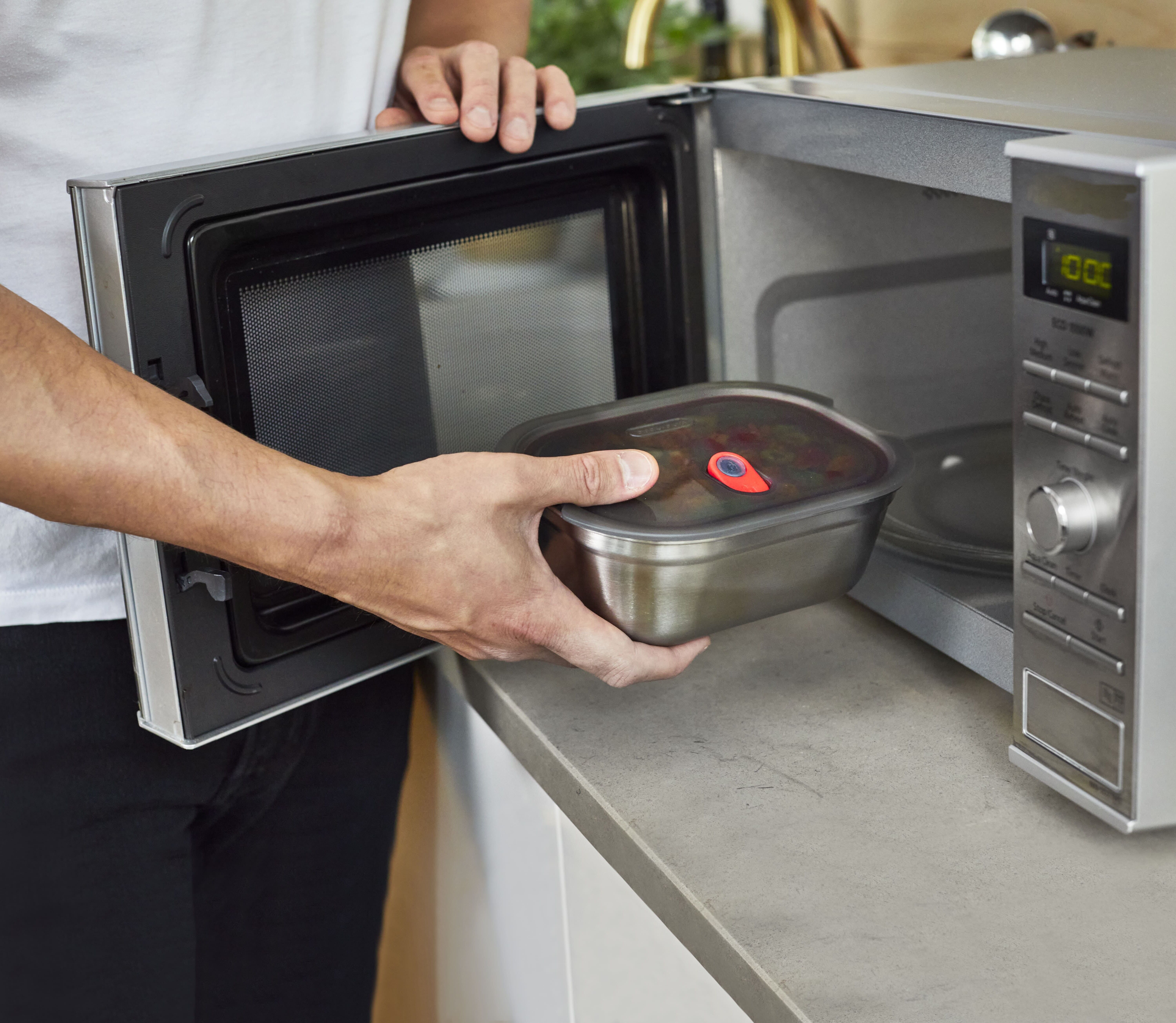 Rectangular Microwavable Stainless Steel Lunch Box 1200ml