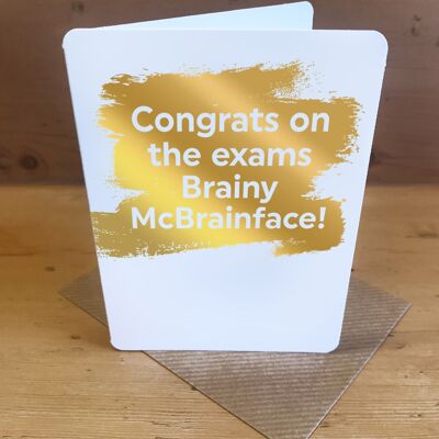 Exams Brainy McBrainface Funny Exams Congratulations Small Card