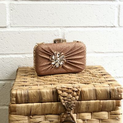 Lovely Women's Gorgeous Flower made of big stone with long chain trap  Clutch -042