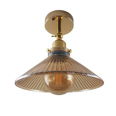 Paralume in vetro ambrato per montaggio a filo con lampada a sospensione moderna vintage a soffitto ~ 1382