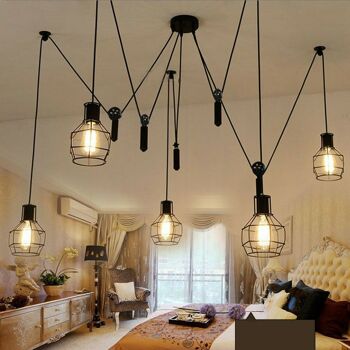 Suspension industrielle Spider Light avec cinq cages ~ 2488 2