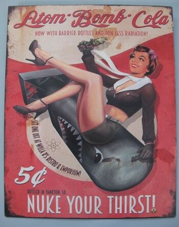 Plaque en métal : Atom-Bomb-Cola - Nuke your soif