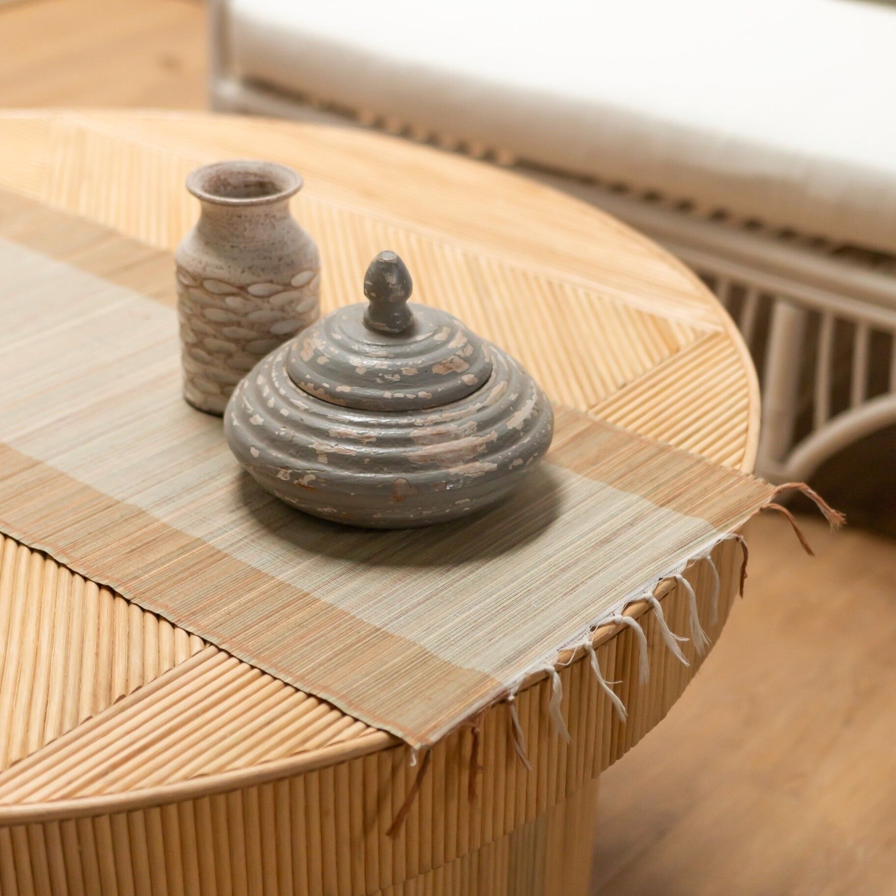 Tovaglia runner 90x35 cm realizzata in alghe con motivo a righe GOWO