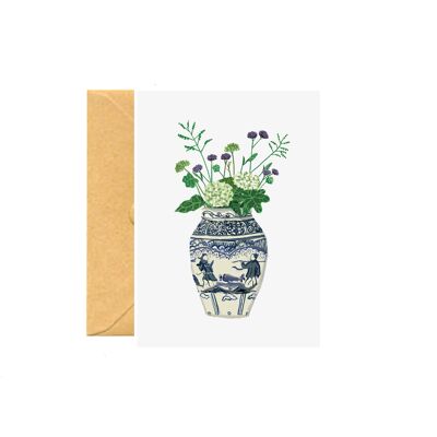 Vase & Hydrangeas Greetings Card